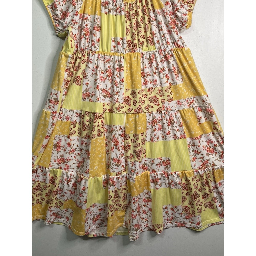 Super Soft Knit Floral Paisley Patchwork Cottage Core Boho Dress 1X Festival EUC - Picture 3 of 7